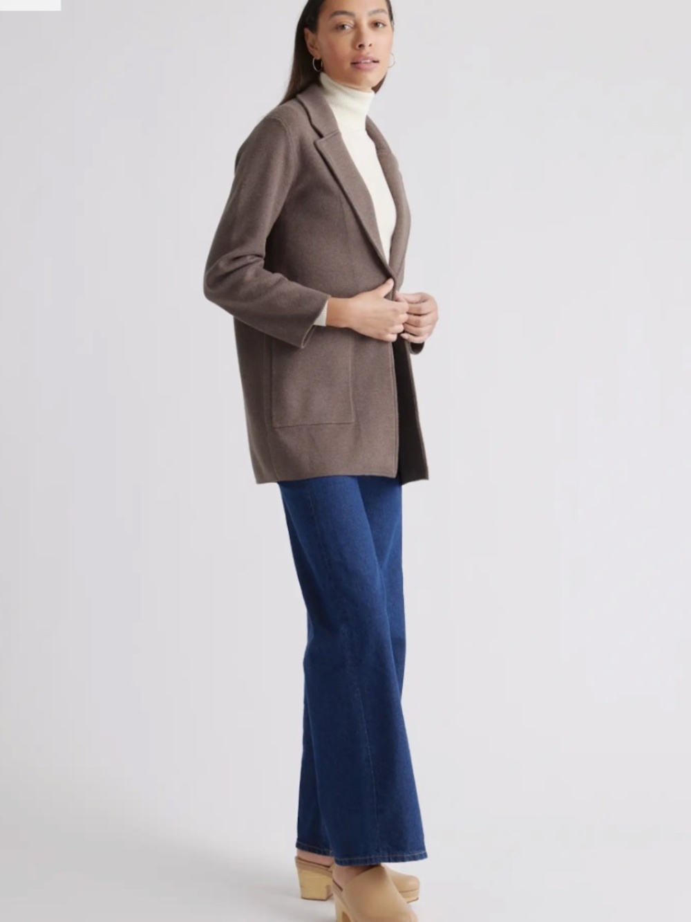 QUINCE 100% Organic Cotton Business Casual Knit Blazer Heather Brown Size M - Picture 4 of 9